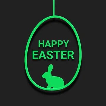Easter egg with rabbit on a black background Illustrazione stock