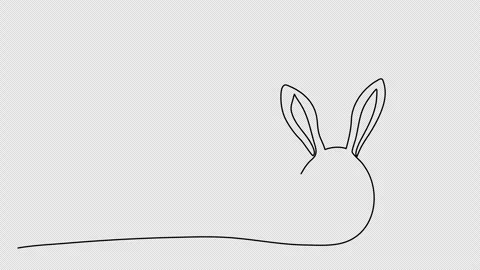 Easter egg with rabbit ears, one line drawing animation. Video clip with alpha c Stock Footage 264118562