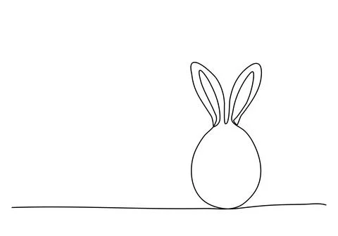 Easter egg with rabbit ears, one line drawing animation. Video clip with al.. Stock Illustration