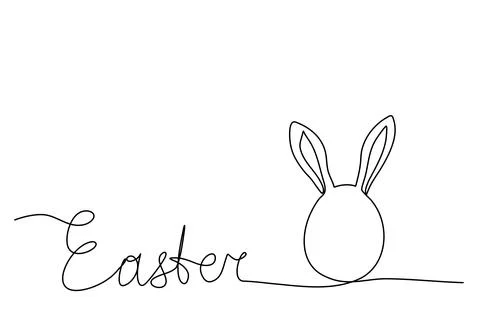 Easter egg with rabbit ears, one line drawing animation. Video clip with al.. Stock Illustration