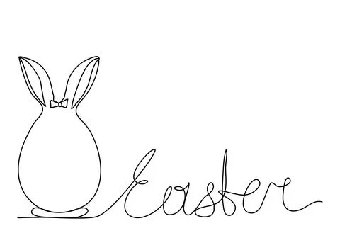 Easter egg with rabbit ears, one line drawing vector illustration. Stock Illustration