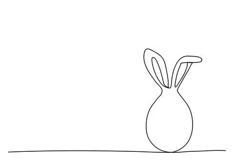 Easter egg with rabbit ears, one line drawing vector illustration. Stock Illustration