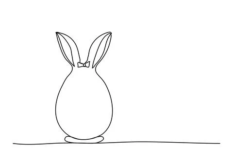 Easter egg with rabbit ears, one line drawing vector illustration. 스톡 일러스트