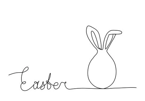 Easter egg with rabbit ears, one line drawing vector illustration. 스톡 일러스트