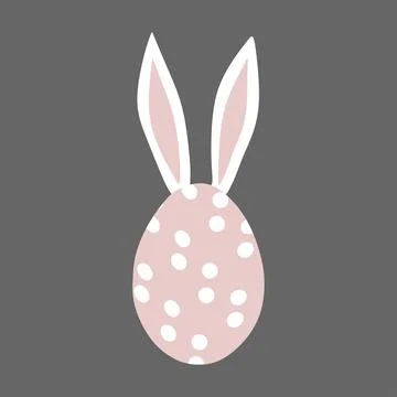 Easter Egg with Rabbit Ears. Pink Dotted Egg and Rabbit Vector illustration.. Stockillustratie