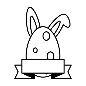 Easter egg with rabbit ears on white background 스톡 일러스트