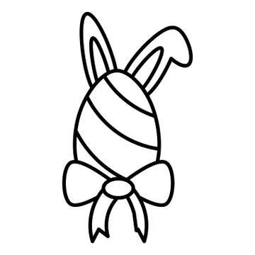 Easter egg with rabbit ears on white background Stock Illustration