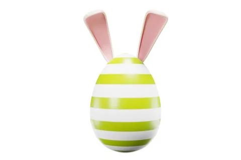 Easter egg with rabbit ears on a white background. Minimalism 3d rendering Illustrazione stock