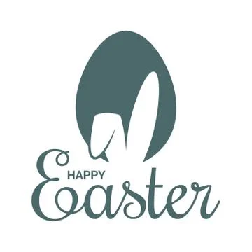 Easter egg with rabbit. Easter bunny ears on white background Stock Illustration