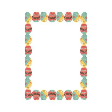 Easter egg rectangle frame design. Easter holiday egg hunt border in colorful イラスト素材