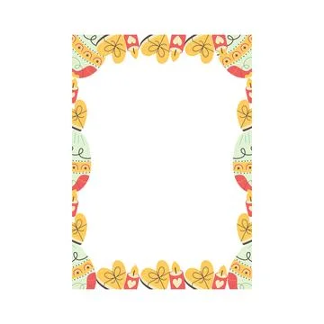 Easter egg rectangle frame design. Easter holiday egg hunt border in colorful Illustrazione stock