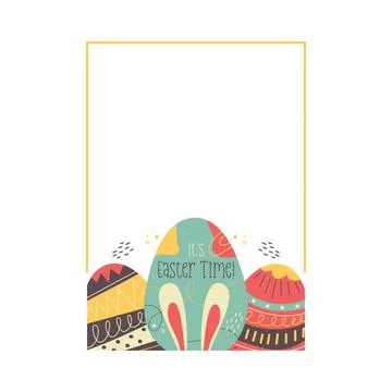 Easter egg rectangle frame design. Easter holiday egg hunt border in colorful イラスト素材