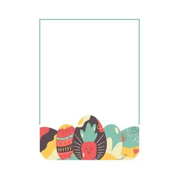 Easter egg rectangle frame design. Easter holiday egg hunt border in colorful Stock Illustration
