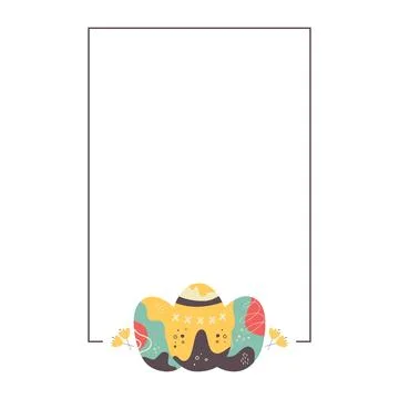 Easter egg rectangle frame design. Easter holiday egg hunt border in colorful Stock Illustration