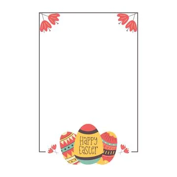 Easter egg rectangle frame design. Easter holiday egg hunt border in colorful イラスト素材