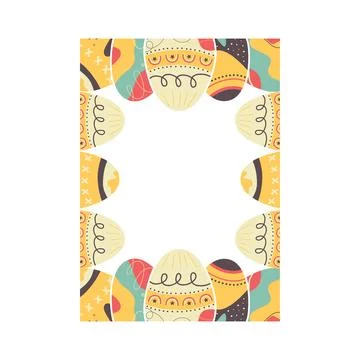 Easter egg rectangle frame design. Easter holiday egg hunt border in colorful Illustrazione stock