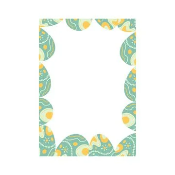 Easter egg rectangle frame design. Easter holiday egg hunt border in colorful 스톡 일러스트