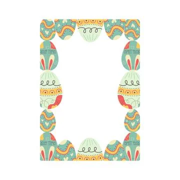 Easter egg rectangle frame design. Easter holiday egg hunt border wreath in Stock Illustration