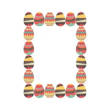 Easter egg rectangle frame design. Easter holiday egg hunt border in colorful イラスト素材