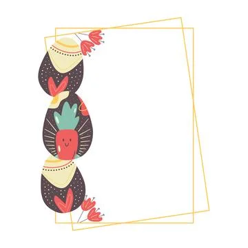 Easter egg rectangle frame design. Easter holiday egg hunt border in colorful Illustrazione stock