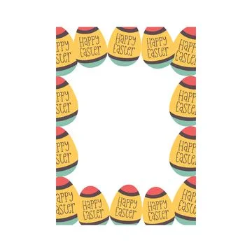 Easter egg rectangle frame designs. Easter holiday egg hunt border in colorful Illustrazione stock