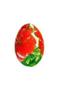 Easter egg with red flower Easter egg with a pattern from a red flower and... Stock Photos