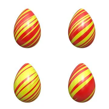 Easter egg red yellow easter eggs in red yellow stripes isolated on white ... Stock Photos