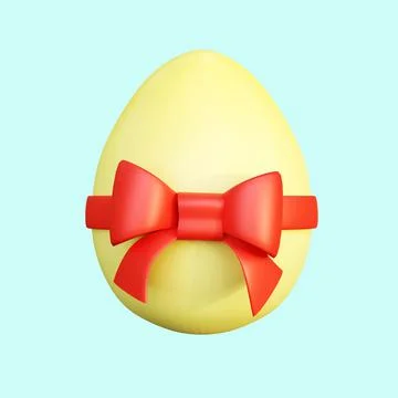 Easter egg with ribbon and bow. Spring. Holiday in April. 3d render Stock Illustration