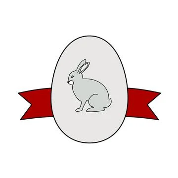 Easter Egg With Ribbon Icon Stock Illustration