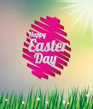 Easter egg ribbon meadow with sun light Ilustração Stock