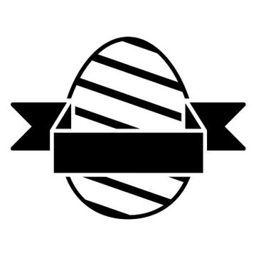 Easter Egg with a ribbon vector icon. Two easter eggs. Flat simple Line Icon On Stock Illustration