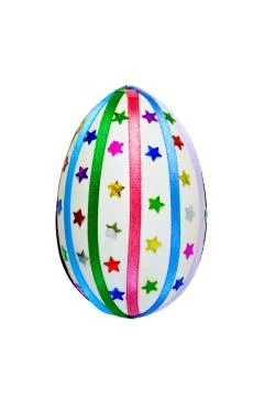 Easter egg with ribbons and sequins Stock Photos