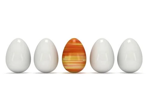 Easter egg in a row of the white eggs Illustrazione stock