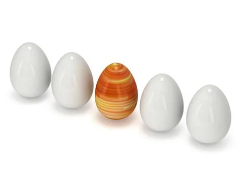 Easter egg in a row of the white eggs Illustrazione stock