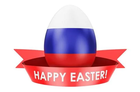 Easter egg with Russian flag. Happy Easter in Russia concept, 3D rendering... Stock Photos
