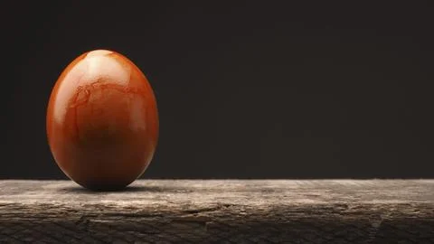 Easter egg on a rustic wooden table, Happy Easter background 스톡 사진