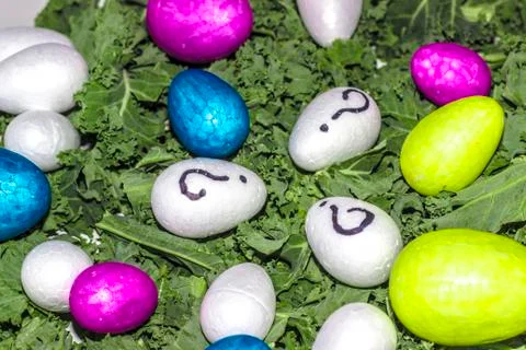 An easter egg salad with question marks Stock Photos