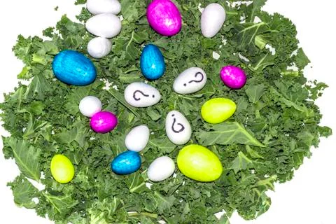 An easter egg salad with question marks Foto stock