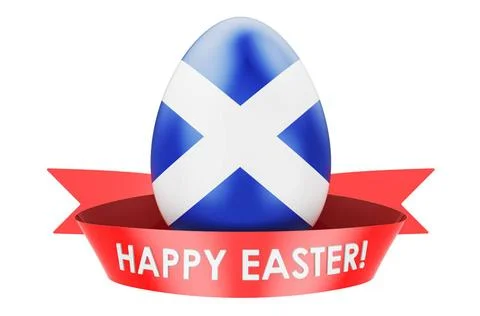 Easter egg with Scottish flag. Happy Easter in Scotland concept, 3D render... Stock Photos
