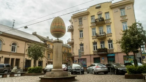 Easter Egg Sculpture in Vilnius Lithuania Stock Footage 94410225