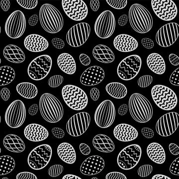 Easter egg seamless pattern. Black gray holiday eggs texture. Simple abstract 스톡 일러스트