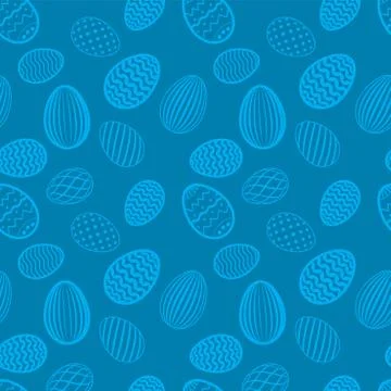 Easter egg seamless pattern. Blue color, holiday eggs texture. Simple abstrac Stock Illustration