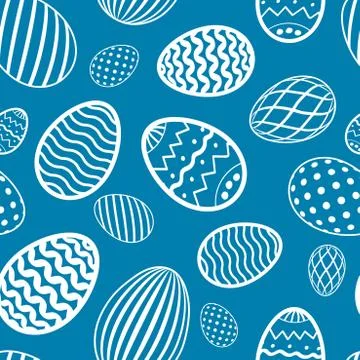 Easter egg seamless pattern. Blue color, holiday eggs texture. Simple abstrac Stock Illustration