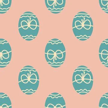 Easter egg seamless pattern with bow, vector illustration for textile Illustrazione stock