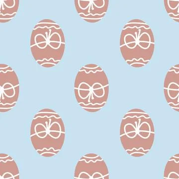 Easter egg seamless pattern with bow, vector illustration for scrapbook desig Stock Illustration