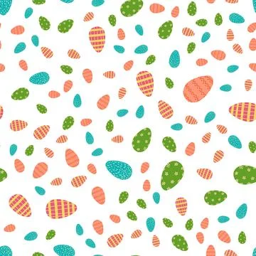 Easter egg seamless pattern in cartoon flat style. Vector illustration of spring Stock Illustration