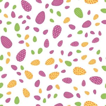 Easter egg seamless pattern in cartoon flat style. Vector illustration of spring イラスト素材