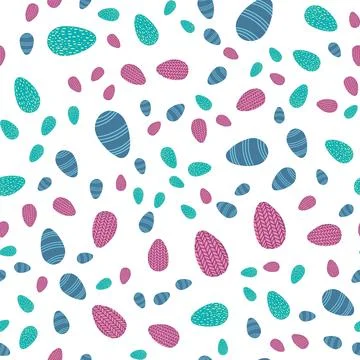 Easter egg seamless pattern in cartoon flat style. Vector illustration of spring Stock Illustration