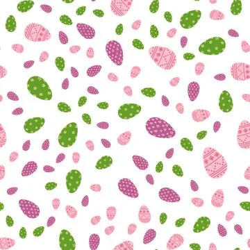 Easter egg seamless pattern in cartoon flat style. Vector illustration of spring イラスト素材