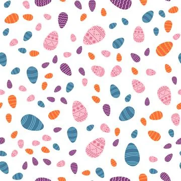 Easter egg seamless pattern in cartoon flat style. Vector illustration of spring 스톡 일러스트